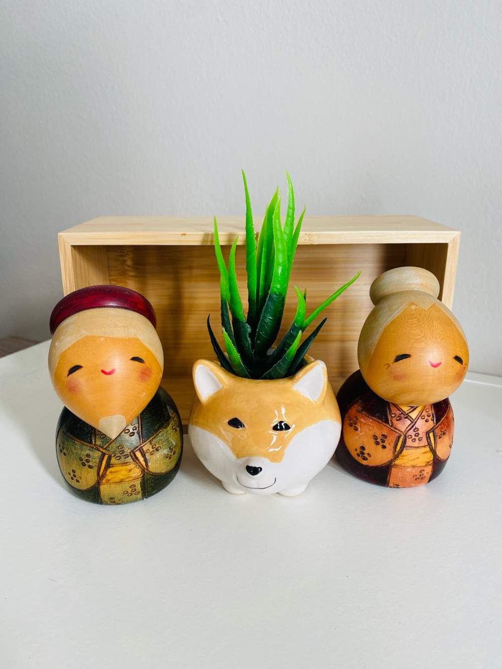 Vintage Occupied Japan Era Wooden Kokeshi Dolls Set Japanese Folk Art 1945 NWOT